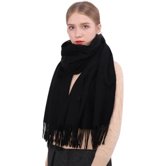 Winter Scarfs for Women Pashmina Shawls Black - Picture 5 of 7